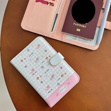 귀여운 카툰 동물 지갑 여행용 RFID차단 여행용 여권파우치 지갑 여권 수납 케이스(외출 여행 시 여권 수납에 필수품), 【행운을 빌어요 강아지】
