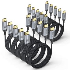 FEMORO 디스플레이 포트 케이블 3m(10피트) 80Gbps 2.1 16K@60Hz 8K@120Hz 4K@240Hz 2K@360Hz 1080P@360Hz 게이밍 모니터, 10팩