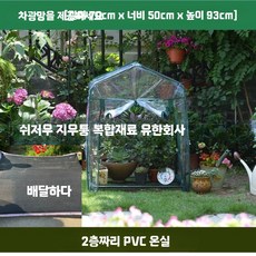 식물 온실 방풍 단열 비닐하우스 미니온실, 1개, V. 2단 투명 외부커버+선반 70x50x93
