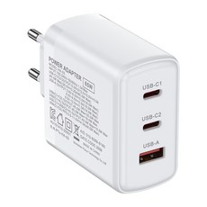 ANNIBER PD3.0 PPS2.0 65W C타입 GaN 3포트 갤럭시 초고속 멀티 충전기 아이폰17/16/15 삼성 갤럭시 S26/25 Z폴드7/6/5 Z플립7/6/5 호환, 1개, 화이트