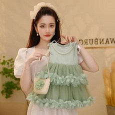 兔巴叮童裝女童連衣裙2025新款兒童禮服裙夏季網紗寶寶公主洋氣公主洋裝畢業禮服蓬蓬裙花童洋裝花童禮服畢業