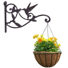 엔틱 철제 행잉화분대 벽걸이 철제 화분걸이 북유럽 스타일 정원 인테리어 소품 야외용 문 앞 장식 꽃밭 화분대 후크형 루드 라이트 장식용 철제 화분