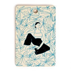 Society6 Sandra Poliakov 대나무 도마 - 주방 장식 주방용 독특한 도마 40.6 x 26.7 1.3cm16 10.5 0.5인치 과일 및 꽃 그릇 2569, 16"L x 10.5"W, 꽃밭에 있는 여자