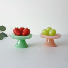 밀크글라스 미니 스탠드 접시 10cm 디저트 플레이트 홈카페 소품, 피치, 1개