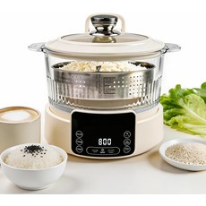 저탄수화물 밥솥 다기능 스마트 투명하고 눈에 보이는 음식 찜기 자동 트 필터 바구니3L, 3L
