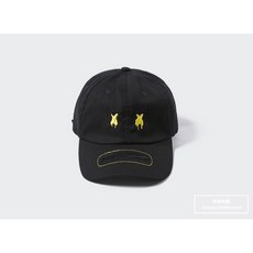 老爺有喜 重磅跳色刺繡微破壞棒球帽 潮流個性 材質耐用舒適, 1個, 單一尺寸F, 黑色