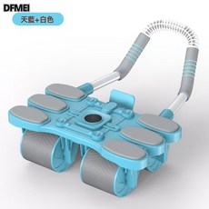 QRU 健腹輪自動回彈練腹肌神器健腹板腹肌輪卷腹輪健腹器, 如圖, M架6肘4輪天藍色+跪墊