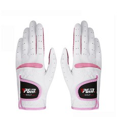 PGM高爾夫 女用 羊皮手套 1雙, 1套, 白粉
