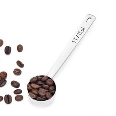 Lilybeam 긴 손잡이 커피 스쿱: 18/8 스테인리스 스틸 14cm5.64인치 1테이블스푼 금속 계량 스푼 커피콩 그라운드 커피 커피 파우더 차 톨 병용 스푼 1T