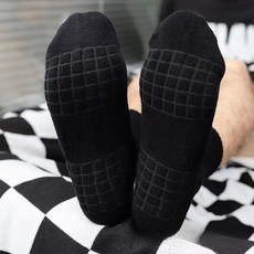 바닥이 푹신한 스포츠 두꺼운 운동 양말 5켤례, 중목, 블랙, 5세트