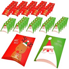 크리스마스 종이 선물포장 라운드박스, 레드 + 그린, 50개