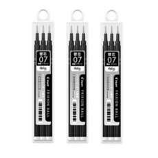 프릭션 노크 볼펜 0.7mm, 리필심 흑색, 3개