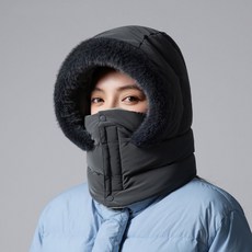 台灣出貨 棉帽雷鋒帽女冬圍脖一體百搭加厚保暖套頭全臉防風防寒騎車帽子男, 防風保暖帽子圍脖一體-深灰女, 1個