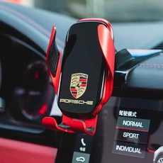 포르쉐 24 카이엔 마칸 파나메라 91718 차량용 휴대폰 홀더 무선 충전기 거치대, 단일 모델, 범용형 출풍구 클립 레드