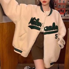 스웨이드 초겨울 빈티지 야구복 코트 한국판 루즈핏 남녀 상의 ins 트렌드