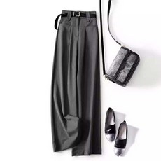 AOKADA 여성 와이드 정장 드롭핏 팬츠 키작녀 일자 통바지