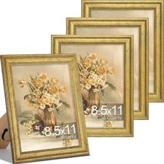 Vittanly 27.9 x 35.6cm(11 x 14인치) 사진 액자 4개 세트 벽 마운트용 빈티지 사진 프레임 매트 포함 디스플레이 20.3x25.4cm(8x10인치), 골드