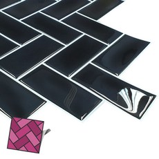 월타일스티커 047 검정 갈매기벽돌 DIY타일시트 78296PC 1(PC)