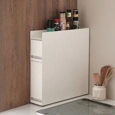 초대형 3단 슬림 철제수납함 주방틈새수납장 슬라이딩 서랍형 양념병정리대, 1개, 화이트