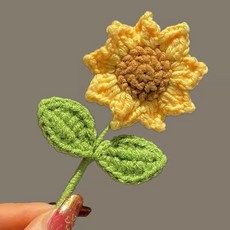 針織向日葵胸針 手工編織花, 1個, 向日葵, 黃色