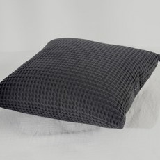 全棉華夫格蜂巢方形抱枕套 簡約純色客廳靠墊套（不含芯）, 小蜂巢炭灰★⚑,45x45cm 靠墊套一個★⚑