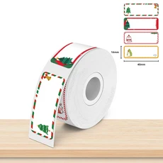 P15 라벨 용지 롤 Marklife P12 Q30 프린터 용 흰색 접착 스티커 15x30mm 투명 테이프, 01 Christmas Tree