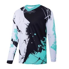 남성용 사이클링 저지 더트 바이크 저지 레이싱 자전거 모토크로스 셔츠 오토바이 긴소매 파워스포츠 의류 BMX 오프로드 다운힐 탑 그레이 259410, XXL, 청록색