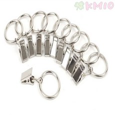 Kmio 10P 원형 커튼링 집게 실버 커튼봉걸이, 1개