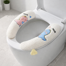 오니홈 고급형 포근한 변기시트커버 / 극세사 벨크로 부착형, 1쌍, 화이트