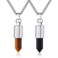 QBOX-FASHION 飾品【CPN-2227】精緻虎眼石黑瑪瑙鈦鋼項鍊/掛飾，能量護身時尚配件