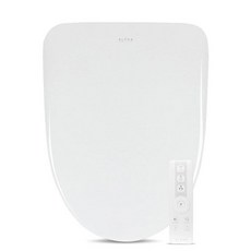 ALPHA BIDET iX 퓨어 비데 변기 시트 라운드 화이트 | 울트라 로우 프로파일 | 끝없는 따뜻한 물 | 아치형 스테인리스 스틸 노즐 | 블루 LED 야간 조명 | 건조, Round