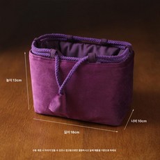 파우치 수납 망원 패딩 드로스트링 주머니형 보호용 대형, 1개, 골든옐로우 벨벳 퍼플