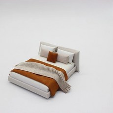 미니어처침대 인형의집 가구 모형 하우스 인테리어 꾸미기 DIY 소품, 브라운 그레이 (침대+침구세트)
