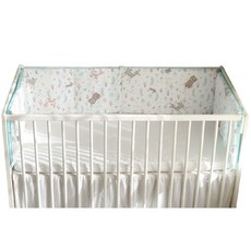 KIDS PARK 嬰兒純棉防撞床圍/軟墊, 綠色花間熊