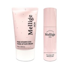 [엔핑] 멜리지 율무 톤업 선크림 선로션 1826 핑크 비타민 50ml + 시카 PDRN 미스트 앰플 80ml, 1세트
