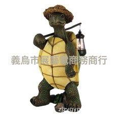 海龜老人帶燈遠行樹脂雕塑手工風格潮流工藝品擺件夜光工藝品, 遠行海龜:1個