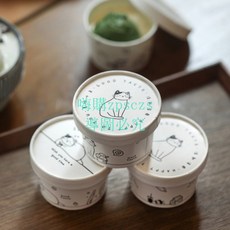 廠商【4129人收藏】120ml一次性冰淇淋杯帶蓋奶皮子優格杯子奶油冰激凌碗盒紙杯可愛, 1個, B款杯子100個（含勺）,見圖片