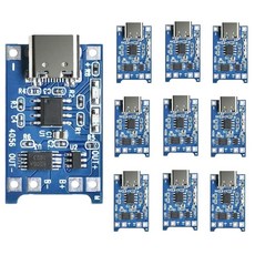 10팩 18650 리튬 배터리 충전기 모듈 충전 BMS 보드 키트 이중 보호 기능 TP4056 Type-C 입력 인터페이스 USB 5V 1A 126651, 10 Pack