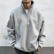남성 반집업 루즈핏 하이넥 긴팔 맨투맨 무지 캐주얼 데일리 오버사이즈 봄 가을용 베이직 코디 아우터