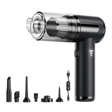 LnvaXe초강력 무선 미니 핸디 진공청소기 에어건 흡취일체형 가정용 차량용 휴대용, ZX-506, 블랙