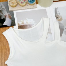 斜肩胸墊背心 寬肩帶挖肩背心 女上衣