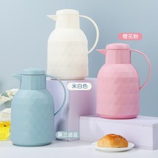 歐式鑽麵保溫壺 - 家用大容量暖水瓶 玻璃內膽咖啡壺, 1個, 鑽麵新款粉色1L保溫壺,【1衹】批髮價（20衹/箱）