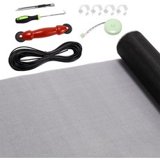 FLYZZ 창문 스크린 도어 수리 키트 롤러 도구후크스플라인커터클립스룰러를 사용한 48인치 x118인치 유리섬유 메쉬 교체 7-in-1 슬라이딩 파티오 및 그레이