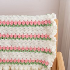 DIY 꽃 패턴 뜨개질 쿠션 초보자용 핸드메이드 장식 소품 실내 인테리어 감성 소품, 베개심이없는핑크튤립베개소재패키지