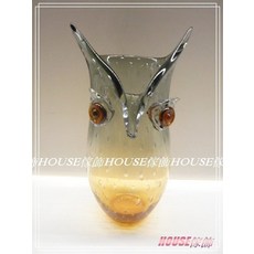 House傢飾 貓頭鷹造型玻璃花瓶/花器 (黃/黑) 限量款