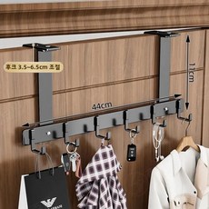 벽걸이형 문 뒷면 옷걸이 침실 무타공 욕실 흔적없는 수납 현대적 심플 공간 알루미늄 후크, 1개, 32. Black - over-the-door hook