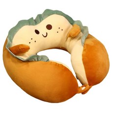 귀여운 토스트 빵 U 목 보호용 여행용 경추 베개