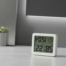 화이트 탁상용 온습도 LCD 시계 온습도계 디지털 실내 측정기, 1개, 단일상품1