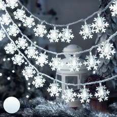 USB/배터리 구동 눈송이 문자열 화환 요정 조명 크리스마스 트리 할로윈 휴일 새해 침실 집 장식 램프, 01 Warm White Snowflake, 05 Battery-6M 40Leds, 1개