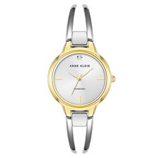 Anne Klein 여성용 정품 다이아몬드 다이얼 뱅글 시계 투톤 일본어 439782